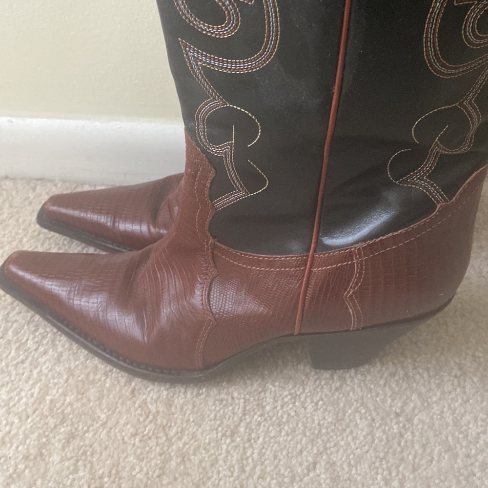Brown and Black Cowboy Boots - Picture 5 of 7